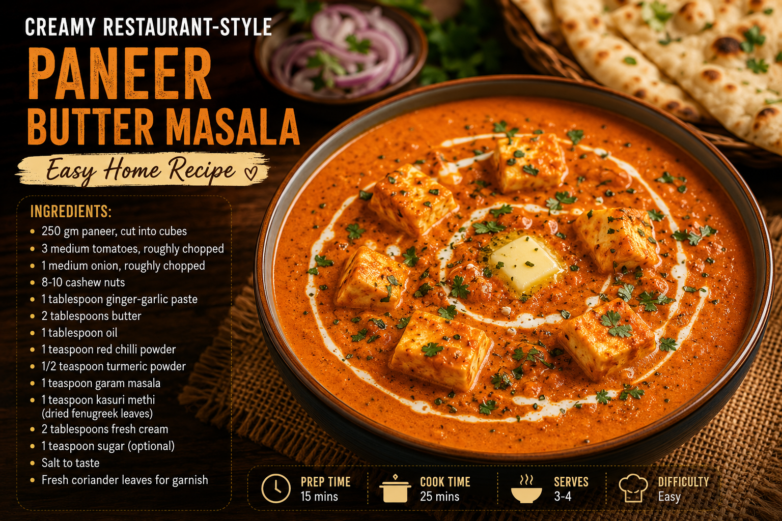 Creamy Restaurant-Style Paneer Butter Masala | Easy Home Recipe